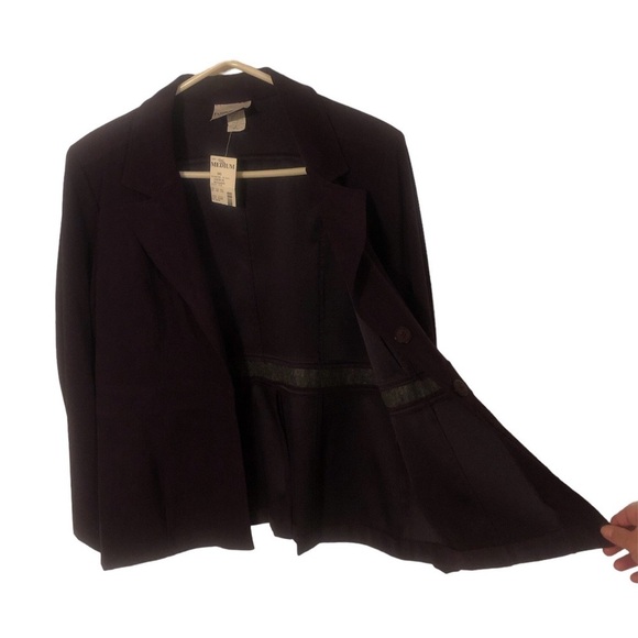 Retro Suede Blazer 80s Vibes (Shoulder Pads) Fashion Bug Plum Preppy Girl Boss M - Picture 2 of 10